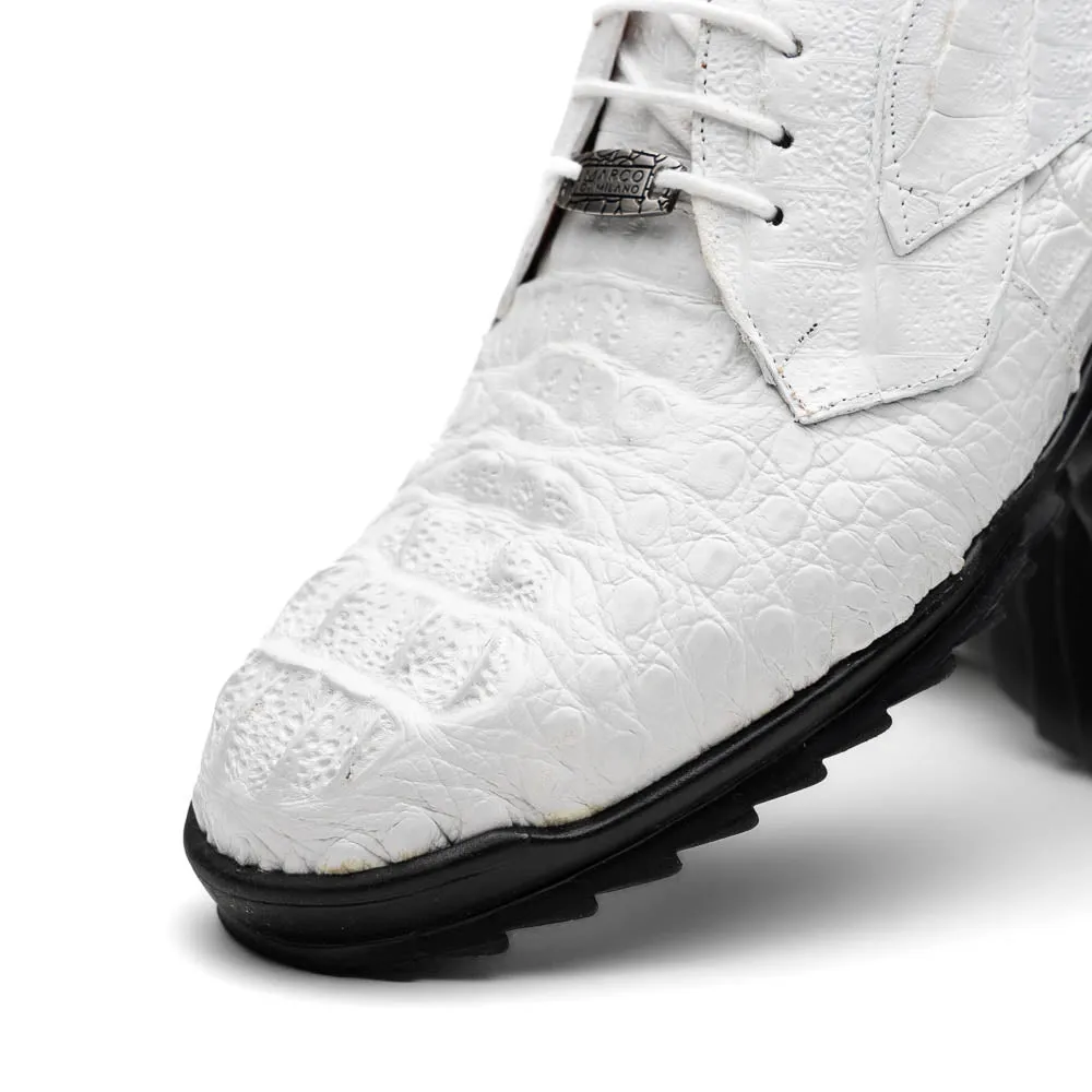Marco Di Milano Kratos White Caiman Crocodile Sneakers