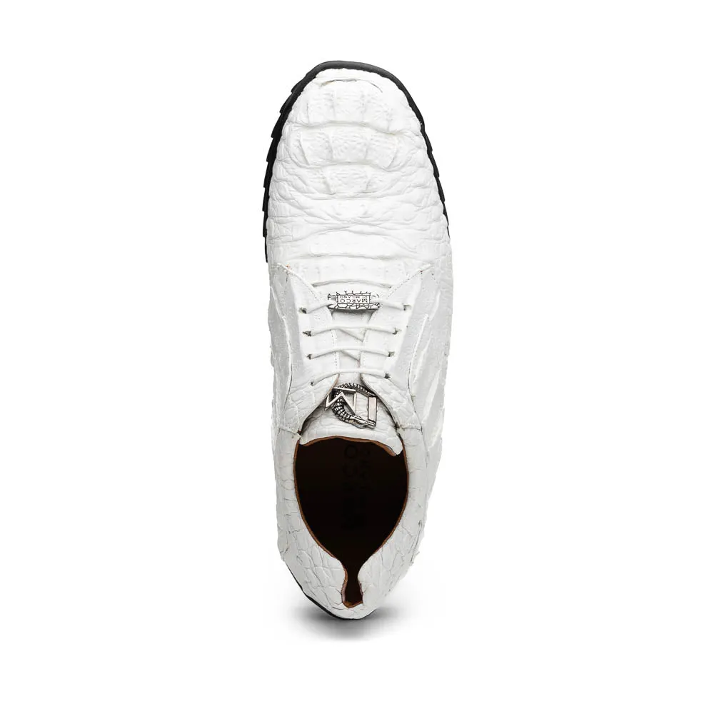 Marco Di Milano Kratos White Caiman Crocodile Sneakers