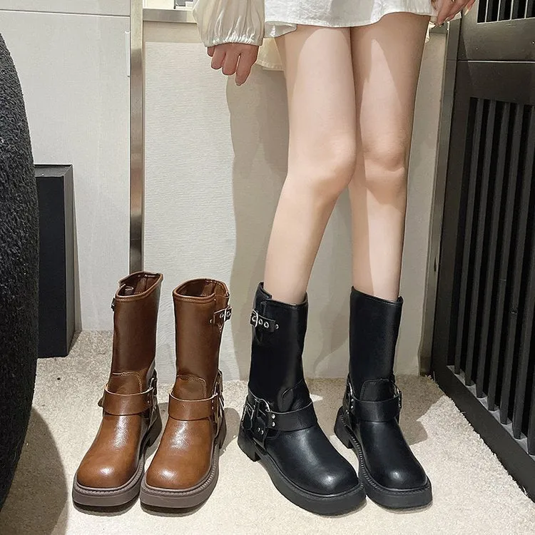 Martin boots popular autumn and winter new women's British style retro elastic thin boots velvet thick heel short boots