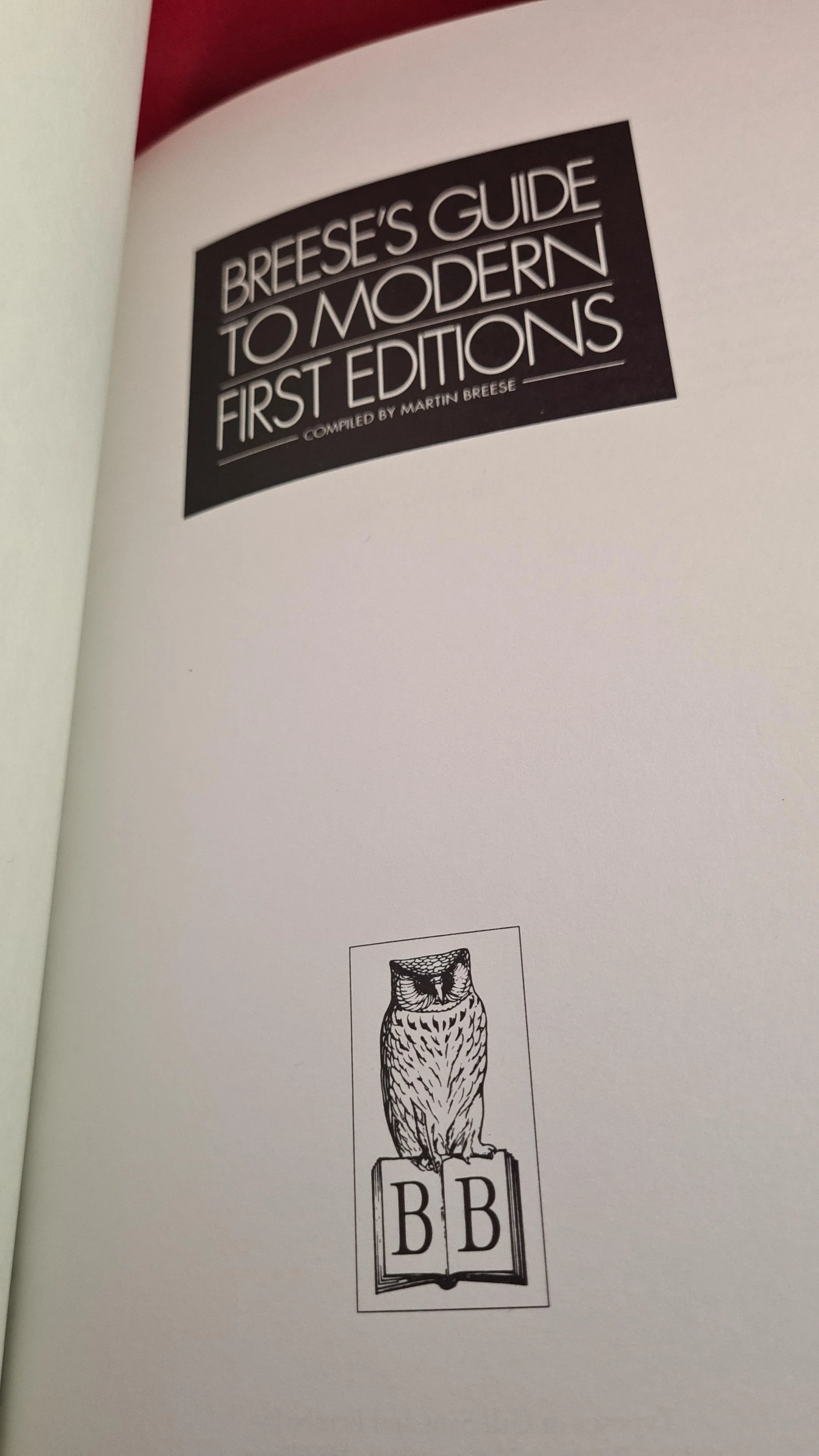 Martin Breese - Guide To Modern First Editions, Breese Books 1993, First Edition