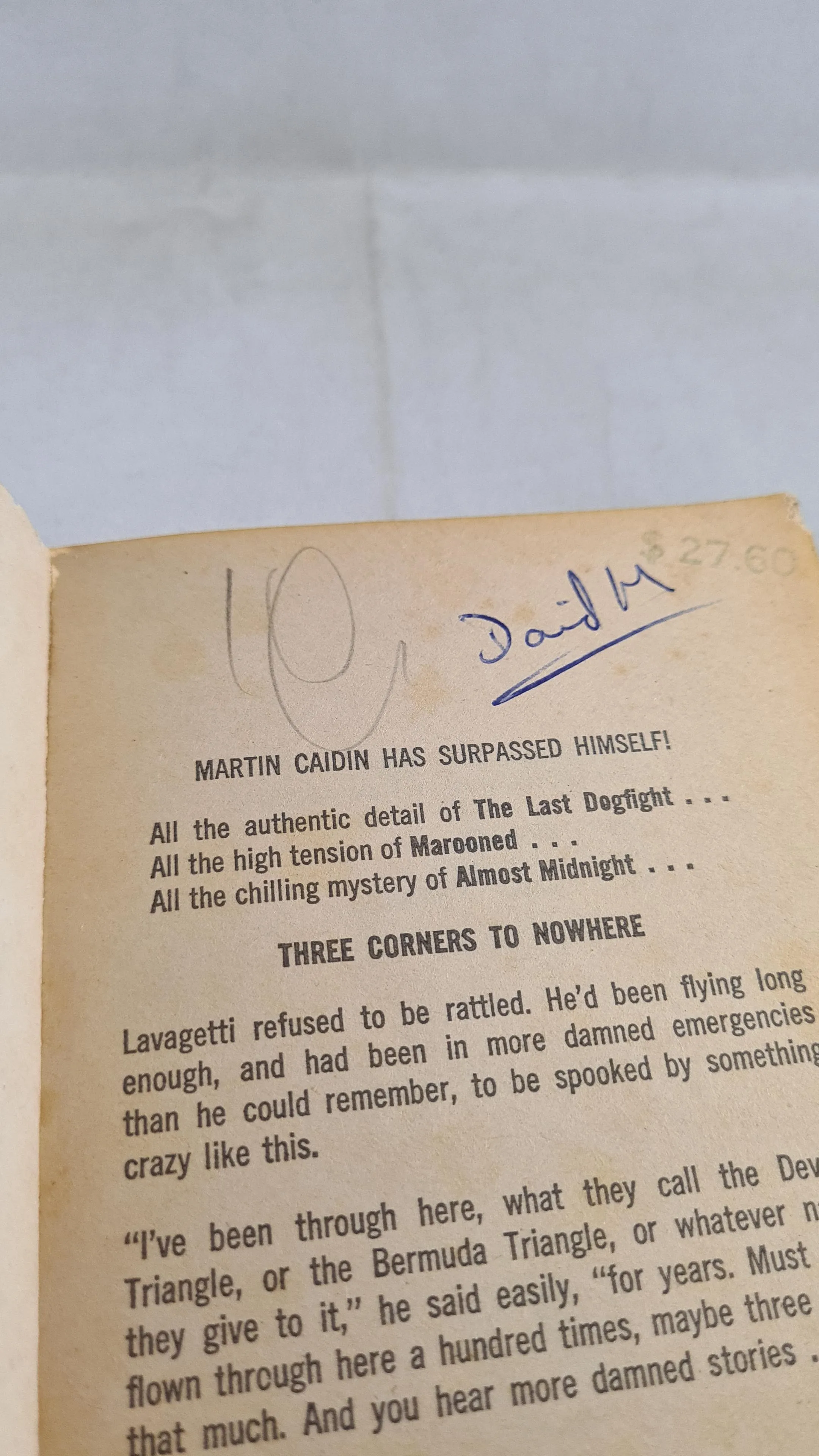 Martin Caidin - Three Corners To Nowhere, Bantam Book, 1975, Paperbacks