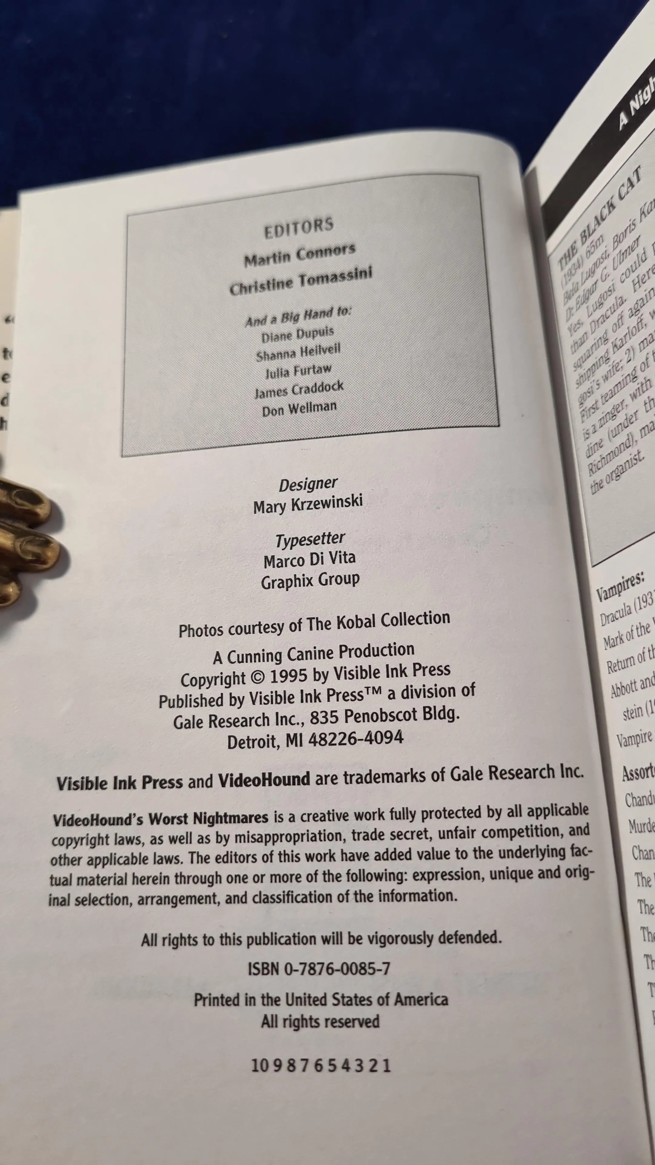 Martin Connors - VideoHound's Worst Nightmares, Visible Ink, 1995, Paperbacks