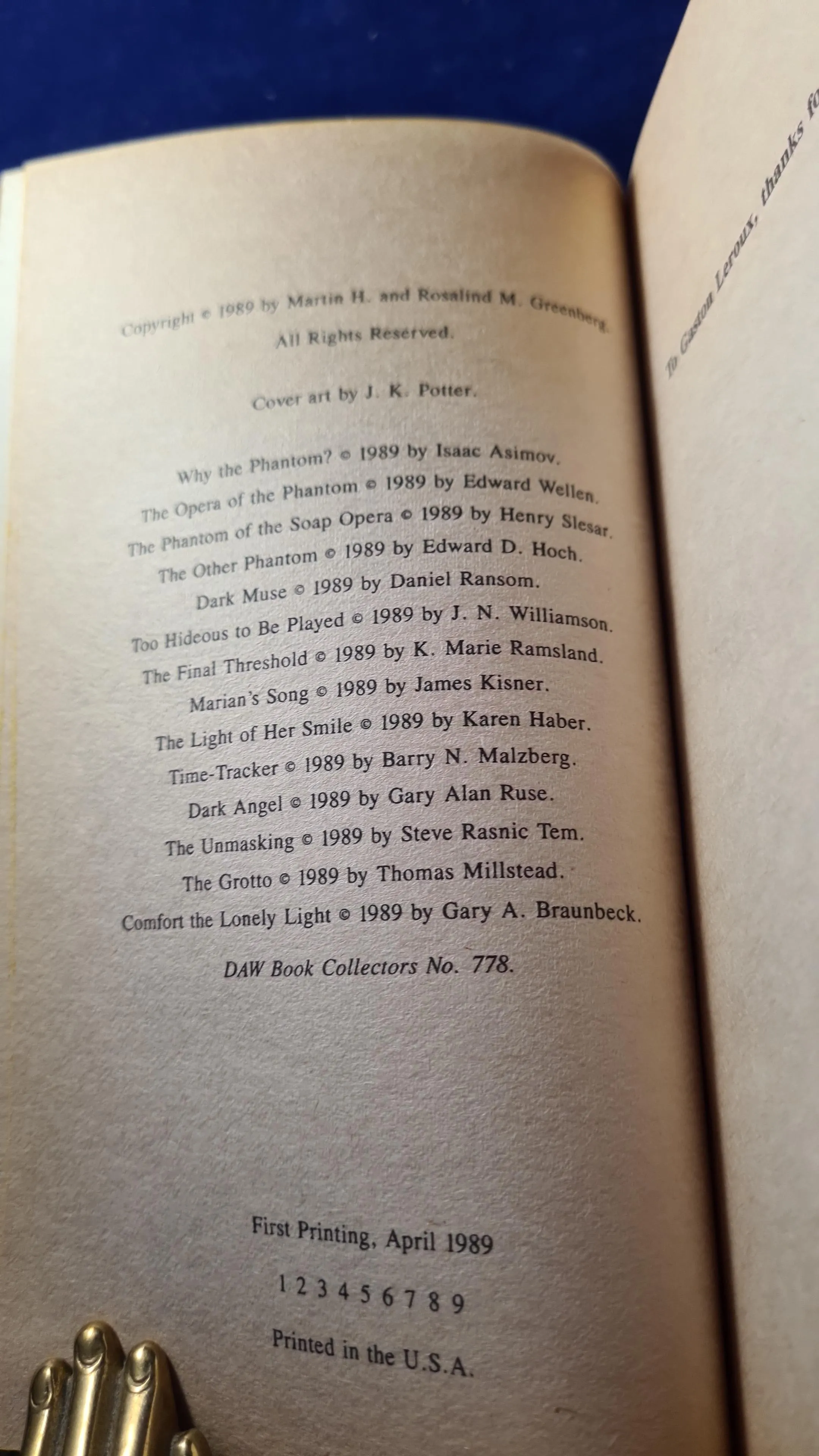 Martin H & Rosalind Greenberg - Phantoms, DAW Books, 1989, First Printing Paperbacks