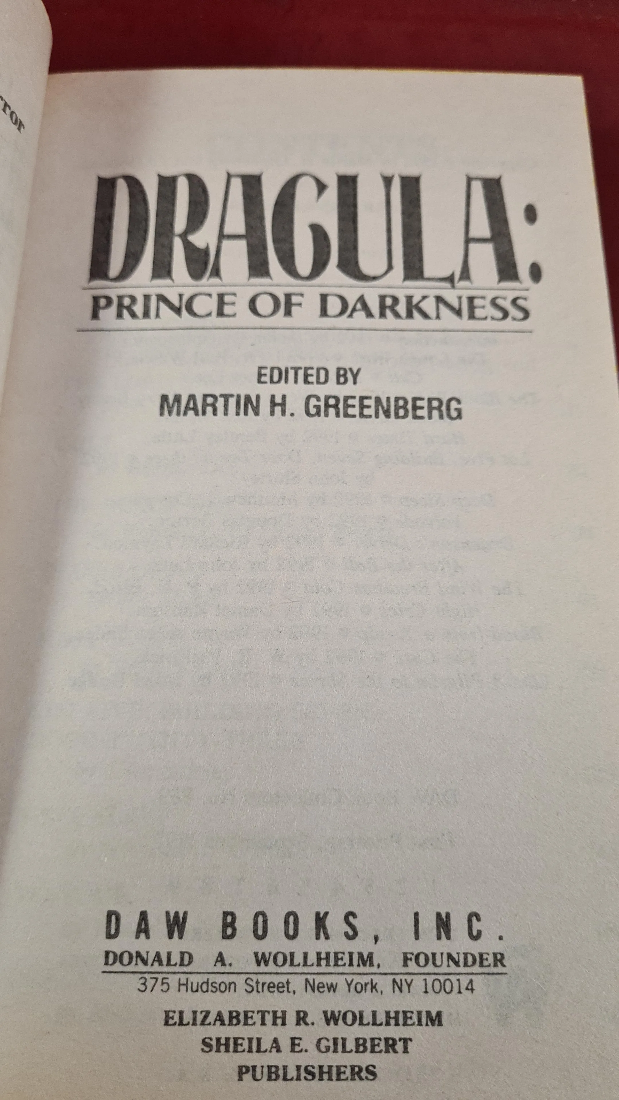 Martin H Greenberg - Dracula: Prince of Darkness, Daw Books, 1992, First Printing