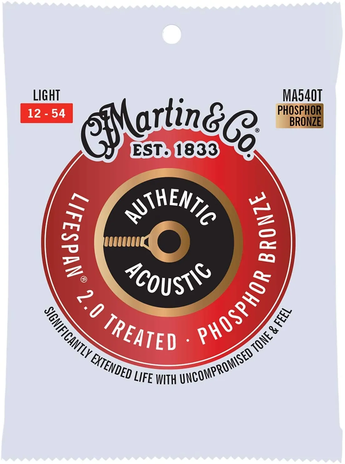 MARTIN MA540T LIGHT 12 - 54 PHOSPHOR BRONZE AUTHENTIC ACOUSTIC LIFESPAN® 2.0 GUITAR STRINGS
