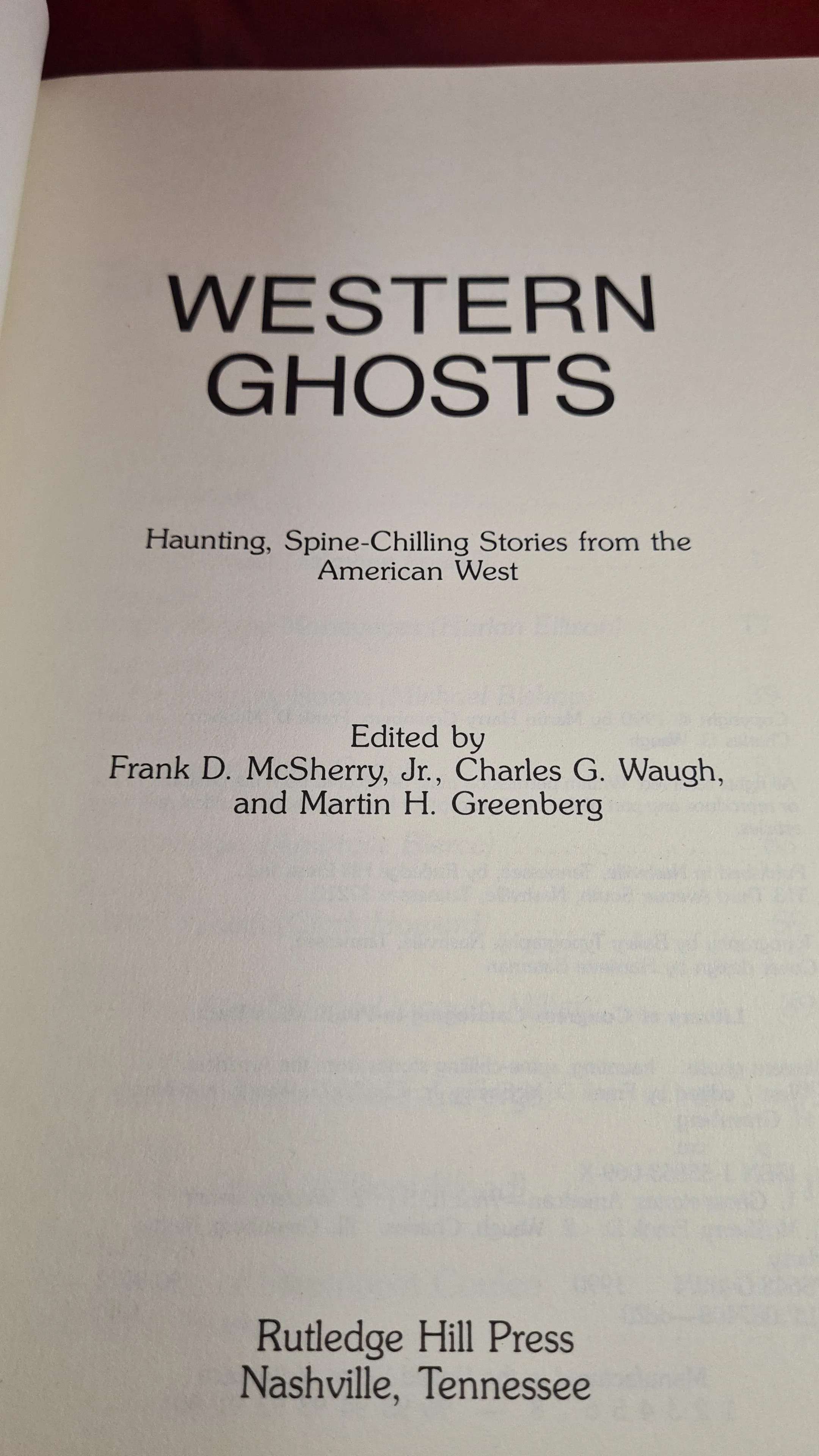 McSherry, Waugh & Greenberg - Western Ghosts, Rutledge Hill, 1990, Paperbacks