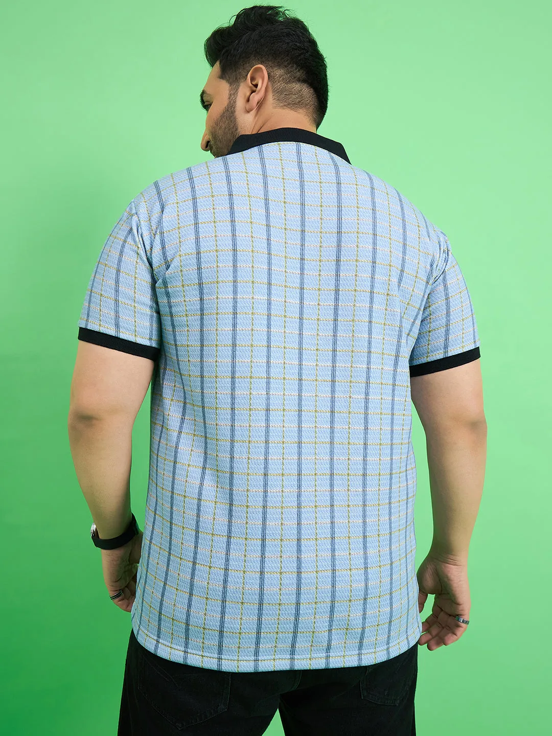 Men Plus Size Rink Stripe Polo Tshirt