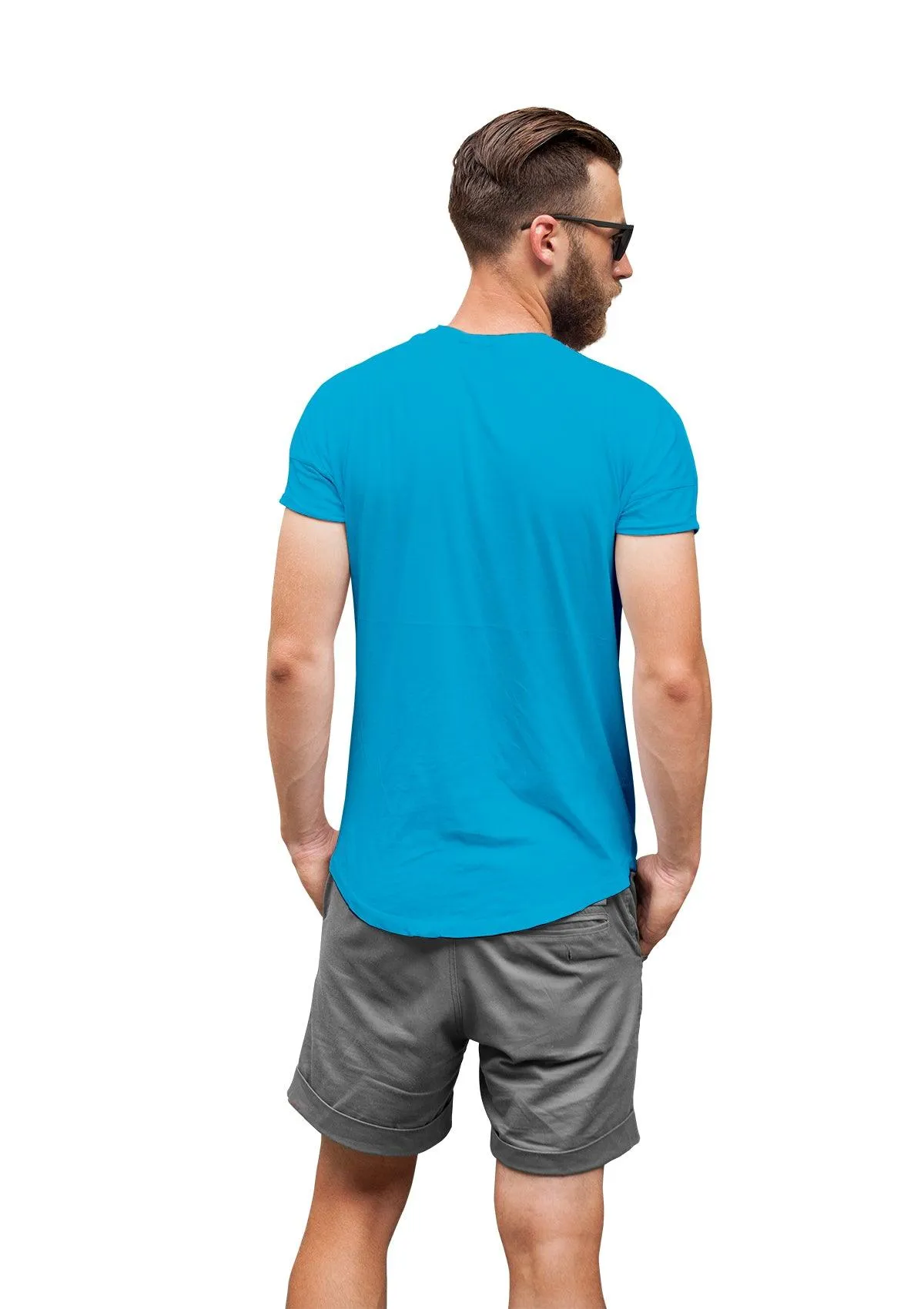 Men’s Aqua Blue Airlume Cotton Crew Neck T-Shirt