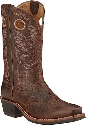 Men's Ariat Brown Oiled Rowdy Heritage Roughstock, SR, Pull On Square Soft Toe Western Boot