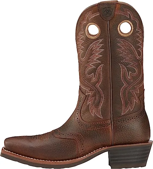 Men's Ariat Brown Oiled Rowdy Heritage Roughstock, SR, Pull On Square Soft Toe Western Boot