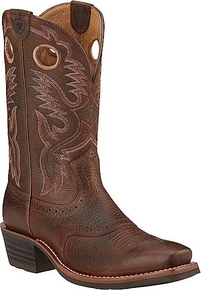 Men's Ariat Brown Oiled Rowdy Heritage Roughstock, SR, Pull On Square Soft Toe Western Boot