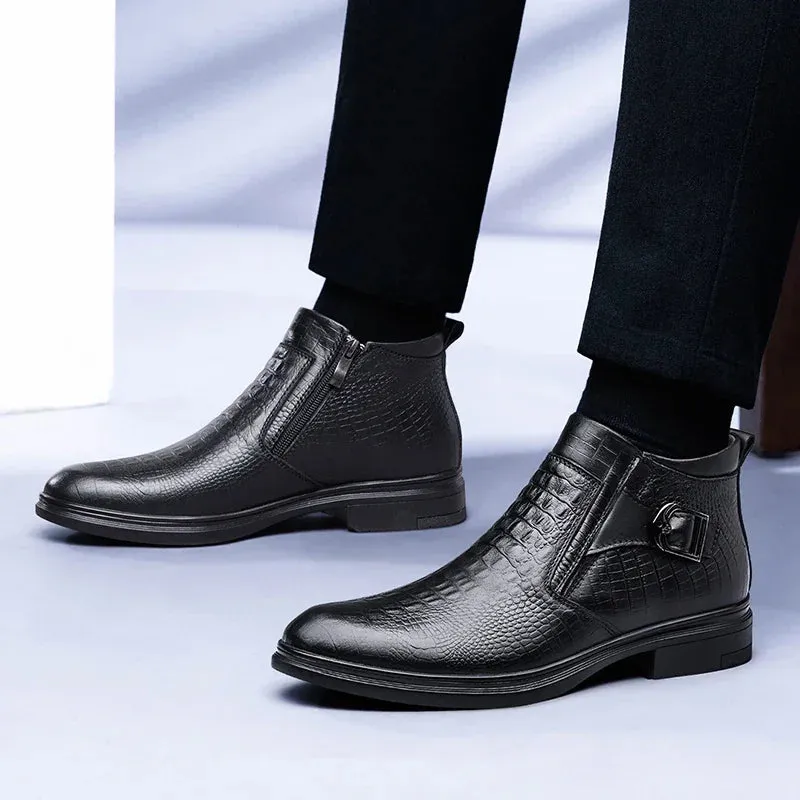men's Chelsea bootss- Genuine Leather- Thick Sole Fashion Boots for men