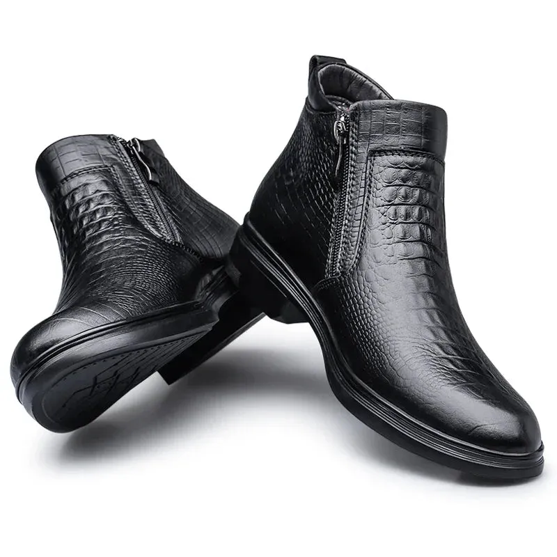 men's Chelsea bootss- Genuine Leather- Thick Sole Fashion Boots for men