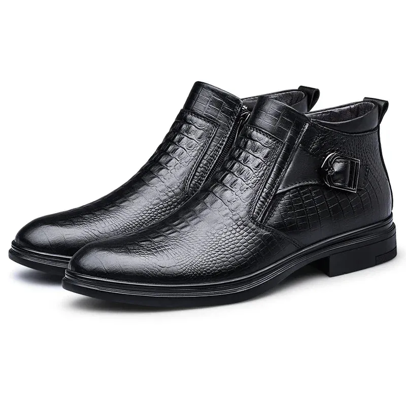 men's Chelsea bootss- Genuine Leather- Thick Sole Fashion Boots for men