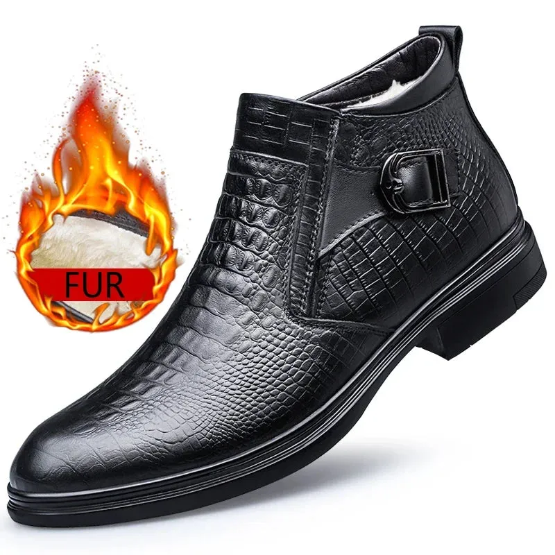 men's Chelsea bootss- Genuine Leather- Thick Sole Fashion Boots for men