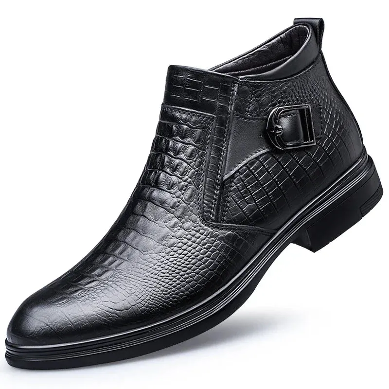 men's Chelsea bootss- Genuine Leather- Thick Sole Fashion Boots for men