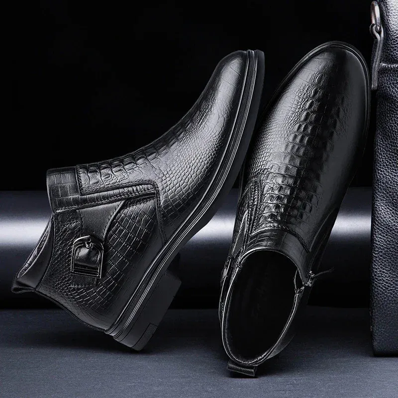 men's Chelsea bootss- Genuine Leather- Thick Sole Fashion Boots for men