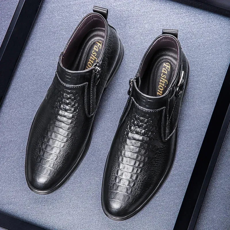 men's Chelsea bootss- Genuine Leather- Thick Sole Fashion Boots for men
