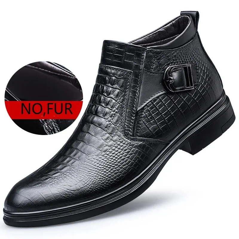 men's Chelsea bootss- Genuine Leather- Thick Sole Fashion Boots for men