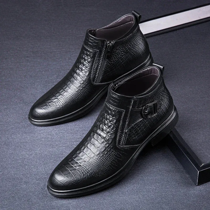 men's Chelsea bootss- Genuine Leather- Thick Sole Fashion Boots for men