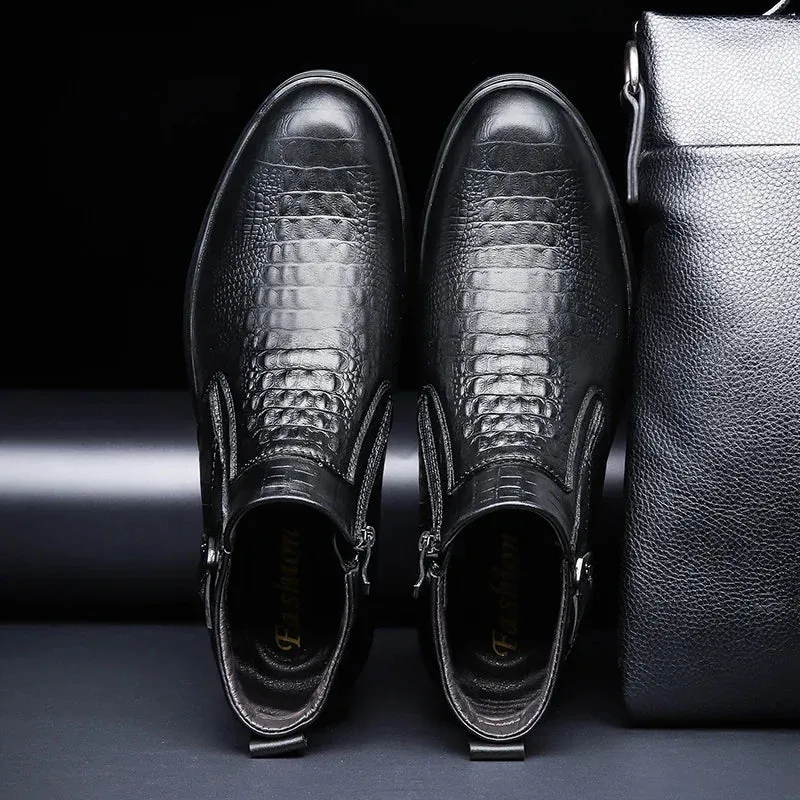men's Chelsea bootss- Genuine Leather- Thick Sole Fashion Boots for men