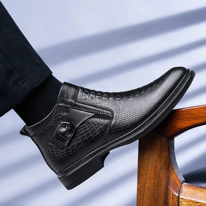 men's Chelsea bootss- Genuine Leather- Thick Sole Fashion Boots for men