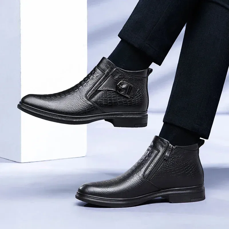 men's Chelsea bootss- Genuine Leather- Thick Sole Fashion Boots for men