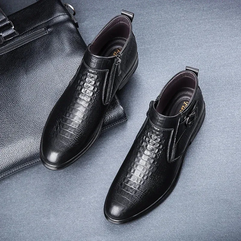 men's Chelsea bootss- Genuine Leather- Thick Sole Fashion Boots for men