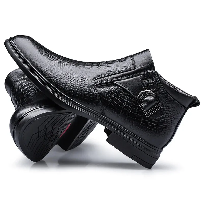 men's Chelsea bootss- Genuine Leather- Thick Sole Fashion Boots for men