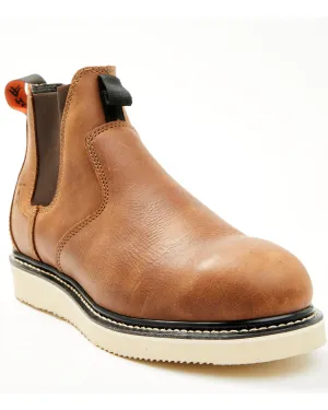 Men's Crazy Horse Wedge Chelsea Work Boots - Composite Toe