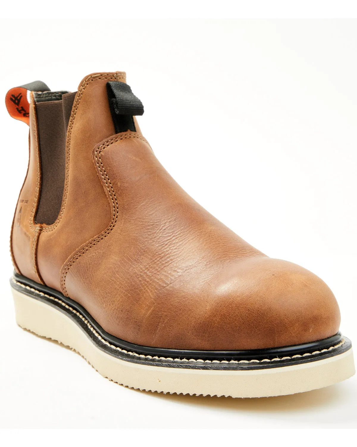 Men's Crazy Horse Wedge Chelsea Work Boots - Composite Toe