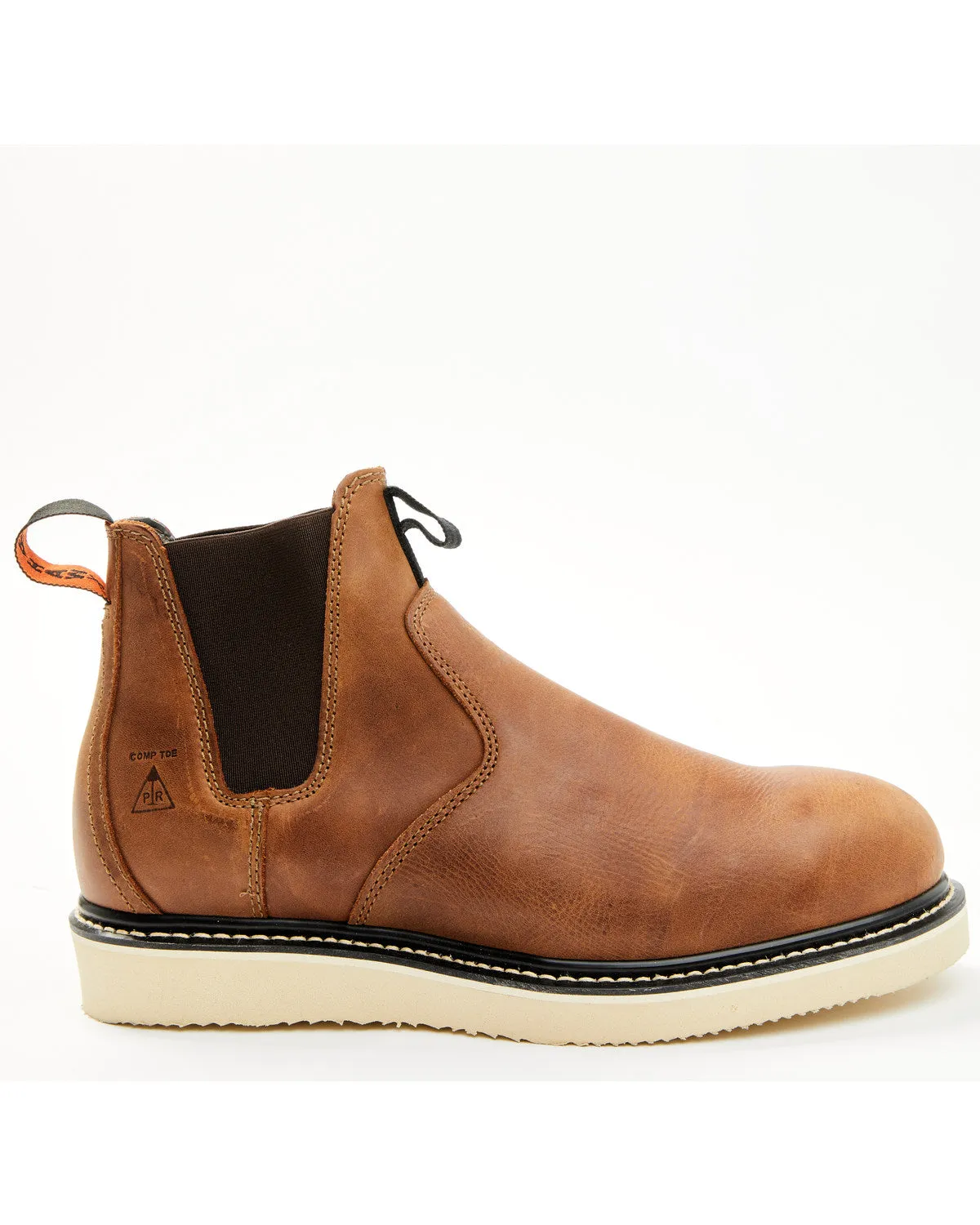 Men's Crazy Horse Wedge Chelsea Work Boots - Composite Toe
