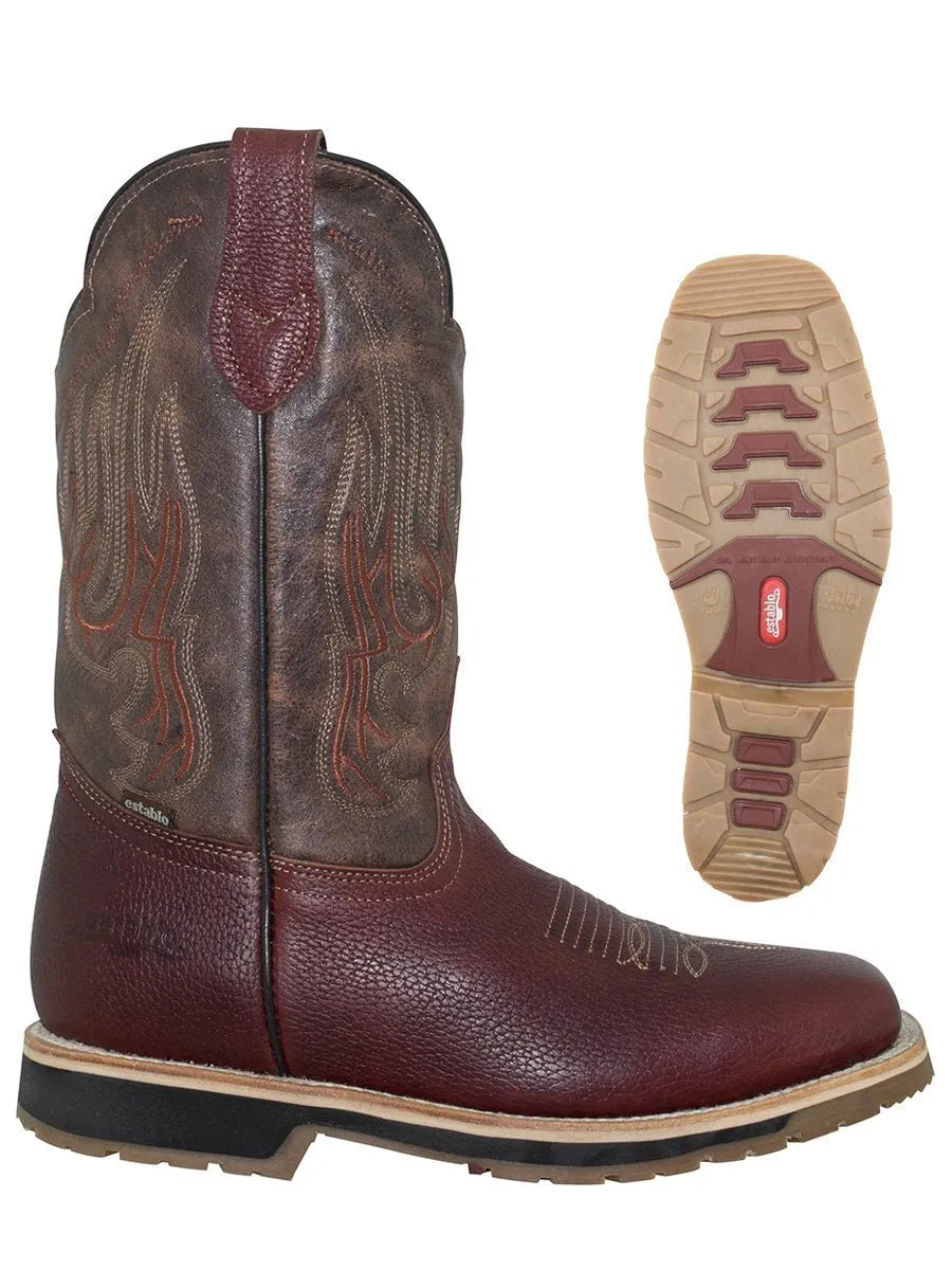 Men's Genuine Leather Soft Toe Pull-On Tube Rodeo Work Boots 'Establo' Shedron 41541