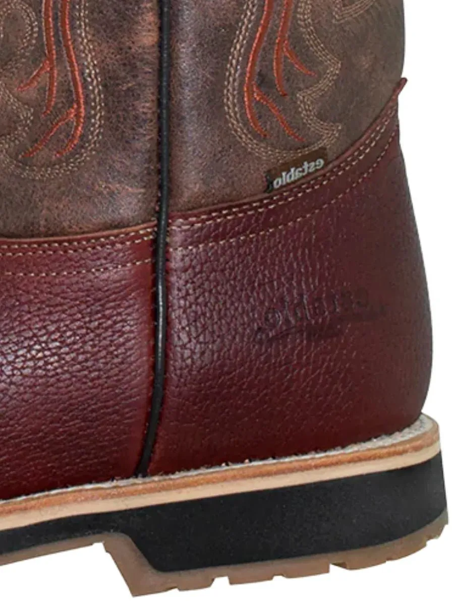 Men's Genuine Leather Soft Toe Pull-On Tube Rodeo Work Boots 'Establo' Shedron 41541