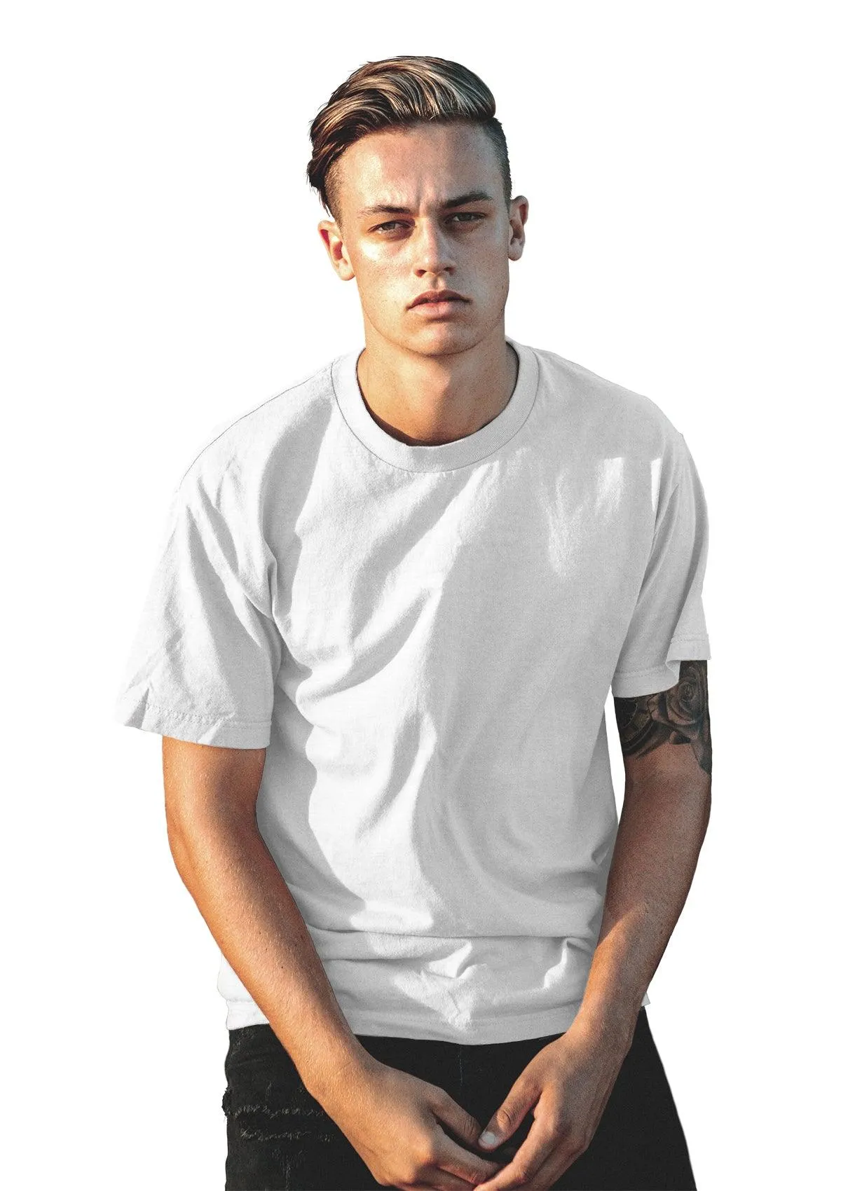 Men’s White Triblend Crew Neck T-Shirt
