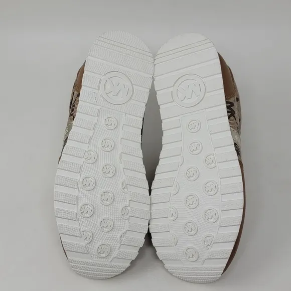MICHAEL KORS Beige Cream White Gold Kerrie 2.0 Girls Size 3 Tan Sneakers New
