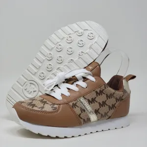 MICHAEL KORS Beige Cream White Gold Kerrie 2.0 Girls Size 3 Tan Sneakers New