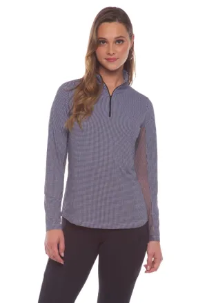 Mini Check Long Sleeve Mock Neck Top