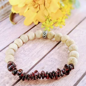 Natural Red Garnet Gemstone Chip Diffuser-Commitment Bracelet-JANUARY BIRTHSTONE