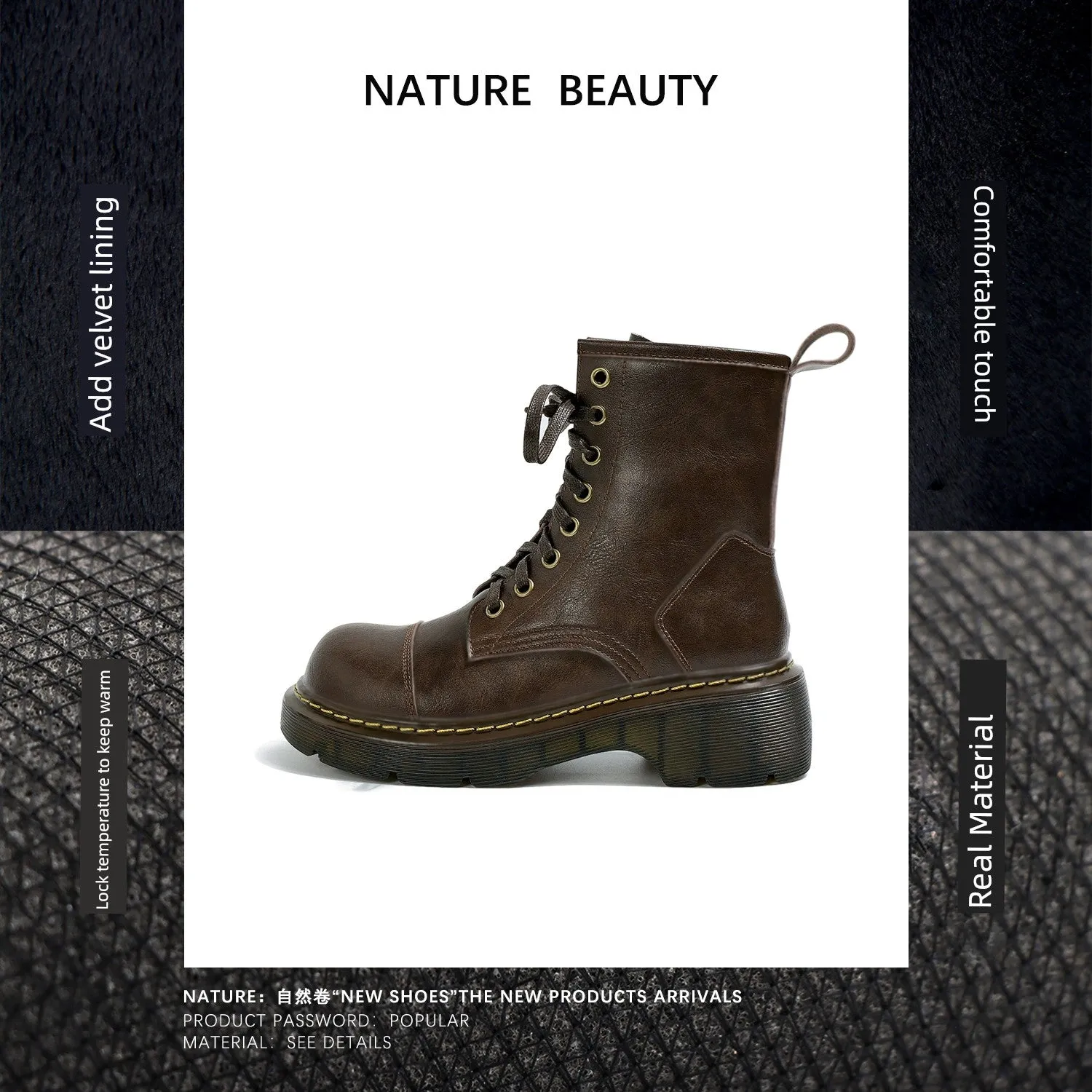 Natural Roll Shoelace Ins Fried Street Brown Martin Boots