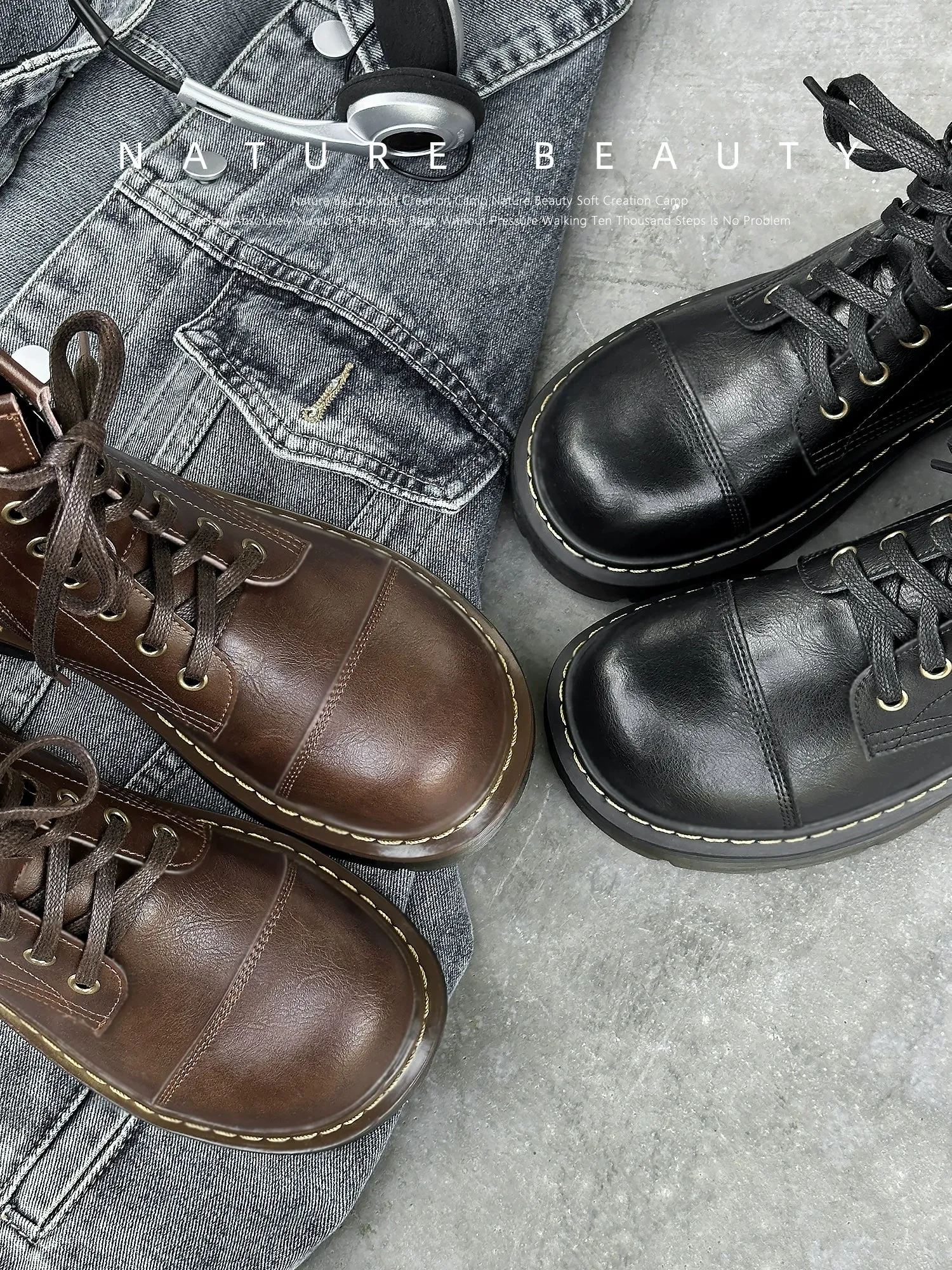 Natural Roll Shoelace Ins Fried Street Brown Martin Boots