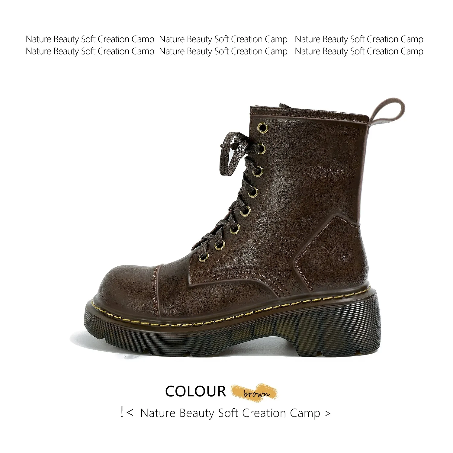Natural Roll Shoelace Ins Fried Street Brown Martin Boots
