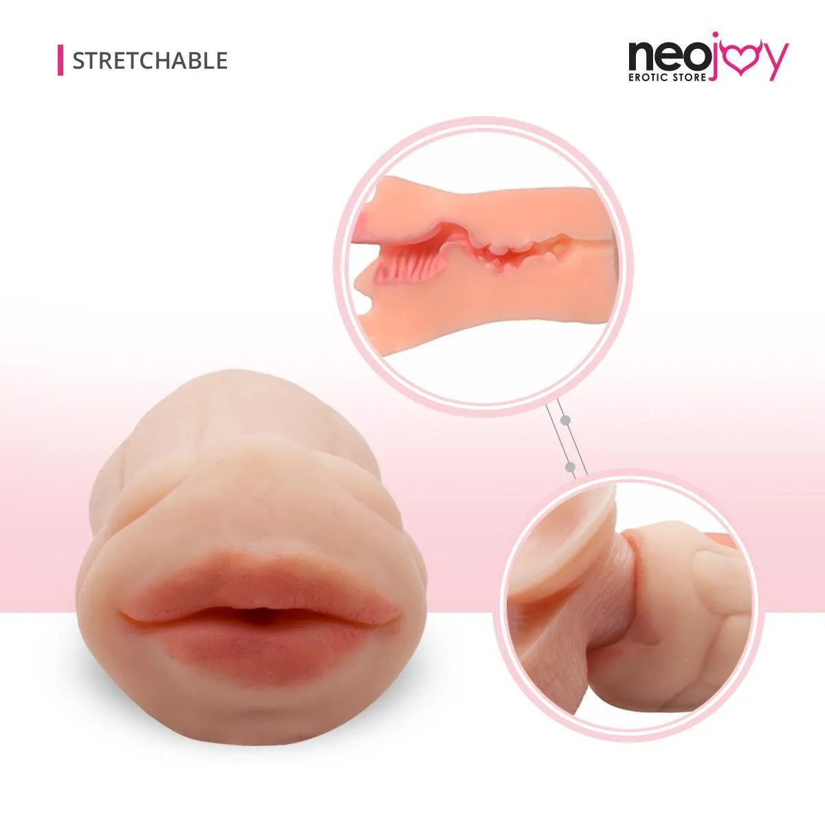 Neojoy Realistic Mouth Stroker - Flesh - 5.3 inch - 13.5cm