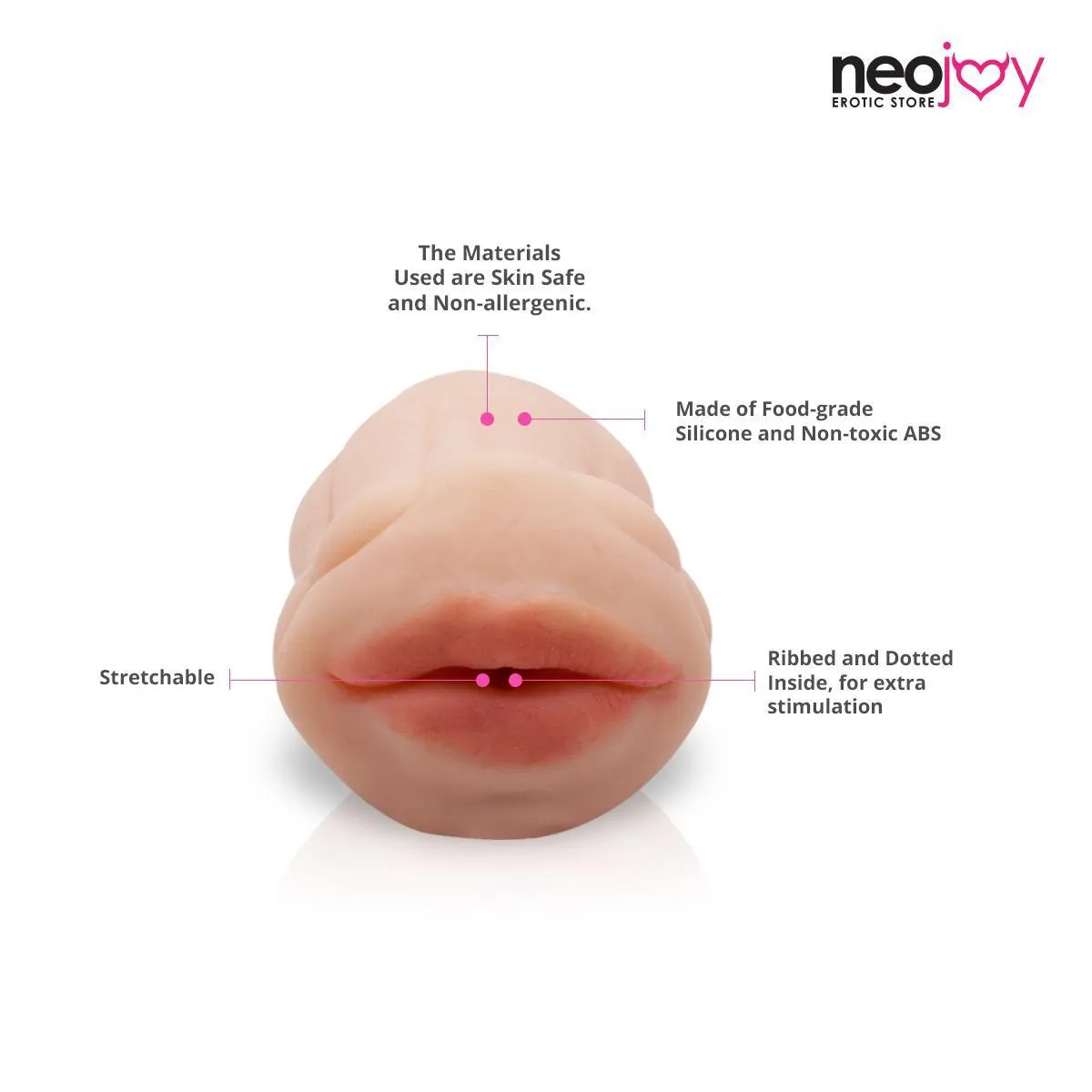 Neojoy Realistic Mouth Stroker - Flesh - 5.3 inch - 13.5cm