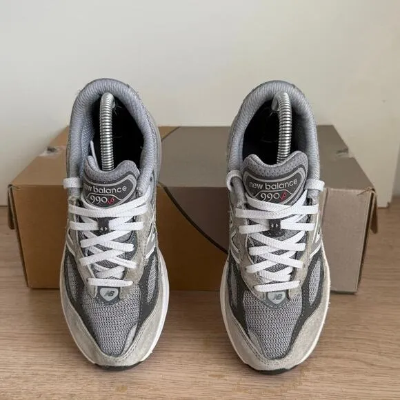 New Balance 990 V6 Grey/White Kids Sneakers- SZ 2 Y