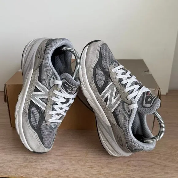New Balance 990 V6 Grey/White Kids Sneakers- SZ 2 Y