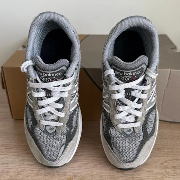 New Balance 990 V6 Grey/White Kids Sneakers- SZ 2 Y