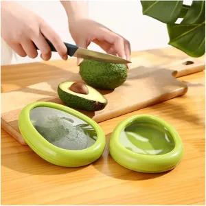 New Silicone Fruit and Vegetable Storage Containers Set for Fridge, Reusable Onion Storage Container, Avocado keeper,Tomato Saver,and Lemon holder (Green avocado keeper)