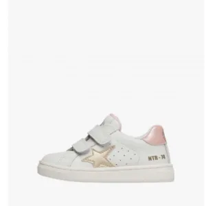 NWT NATURINO PINN VL. Leather and metallic leather sneakers in White-Pink