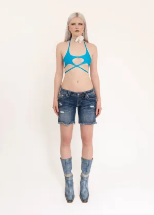 OG Starkini Top- iridescent blue